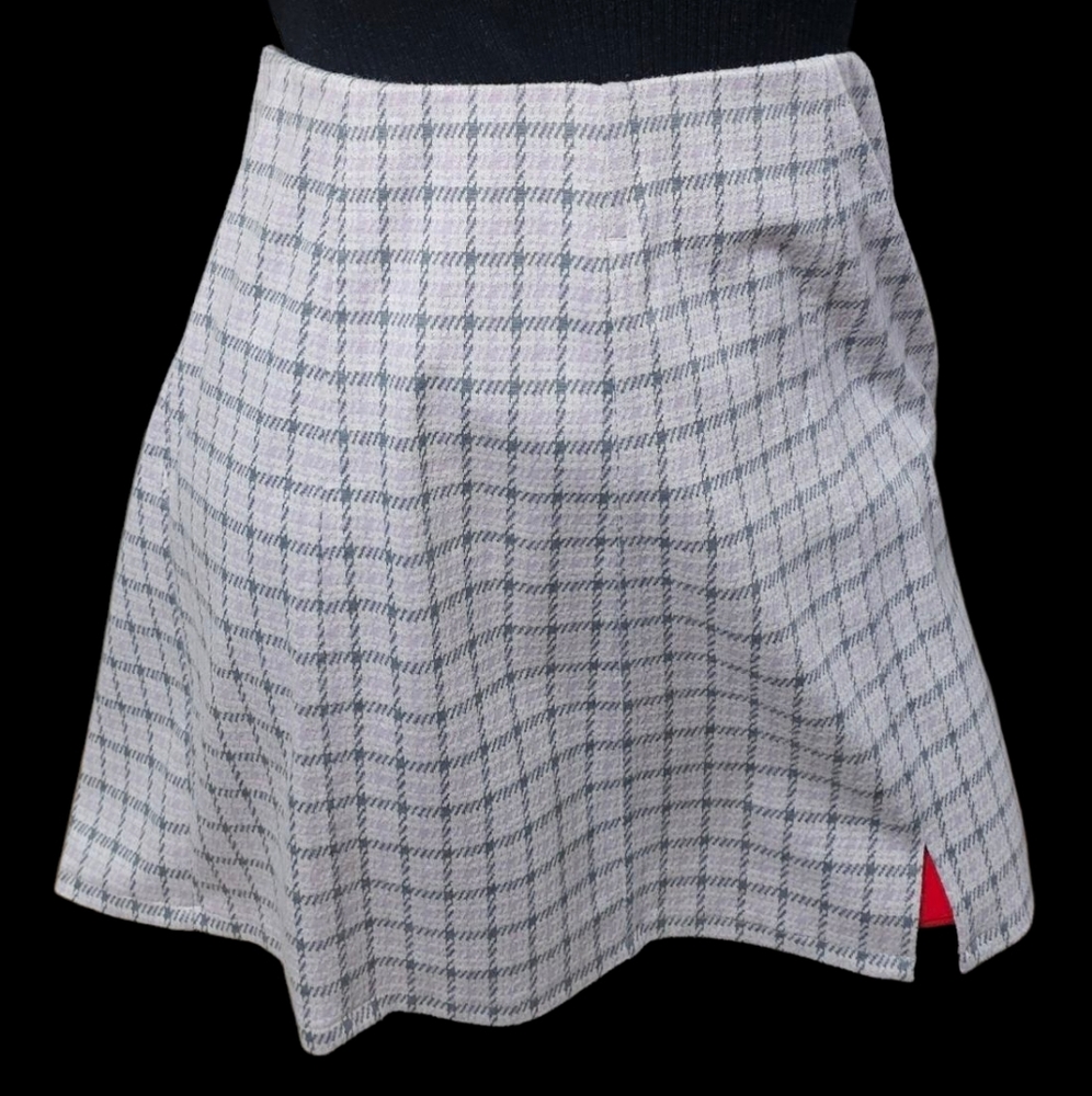 American Eagle Plaid Super Stretch Mini Skirt in Gray and Pink Size XL
